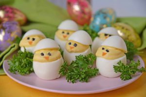 Easter hatchling deviled eggs