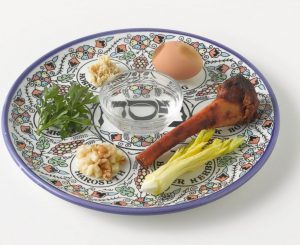 Passover Seder plate with egg