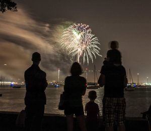 Family Watching Fireworks