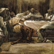 James Tissot's depiction of the Last Supper, showing Jesus celebrating the Passover meal with His twelve disciples before His crucifixion.